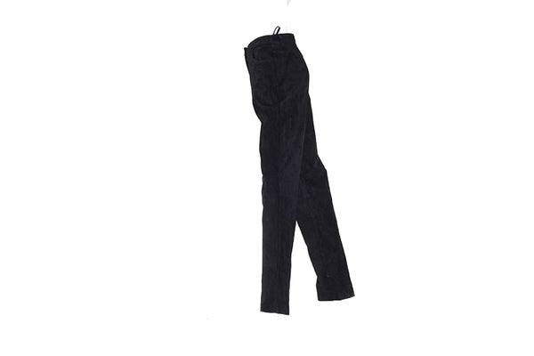Women Black Suede Leather Pants
