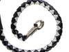 3" Thick Hand-Braided Leather Get Back Whip - Black/Silver