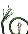 42" X 2" Hand-braided Naked Leather Get Back Whip - Black/Green