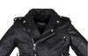 Teens Leather Motorcycle Jacket With Snap Down Collar
