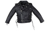 Teens Leather Motorcycle Jacket With Snap Down Collar