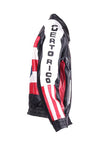 Leather Motorcycle Jacket With Puerto Rico Flag