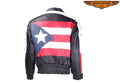 Leather Motorcycle Jacket With Puerto Rico Flag