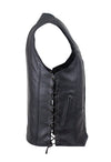 Mens Plain Leather Vest With Gun Pocket