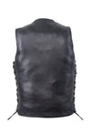 Mens Plain Leather Vest With Gun Pocket