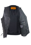 Mens Plain Leather Vest With Gun Pocket