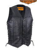 Mens Plain Leather Vest With Gun Pocket