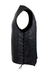 Mens Plain Leather Vest With Zipper Front