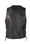 Mens Plain Leather Vest With Gun Pocket