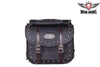 PVC Motorcycle Saddlebag With Studs & Brown Straps