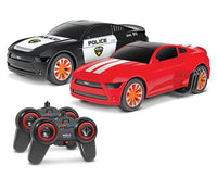 330411:20-Officially-Licensed-Ford-Mustang-Battle-Pursuit-Flip-Action-RC-Cars-Double-Pack1