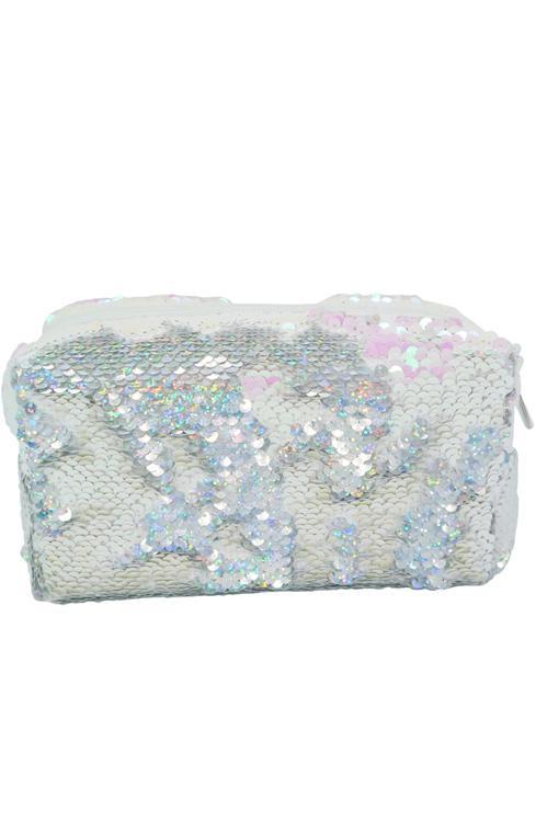 Spring Fling Sequin Makeup Bag White
