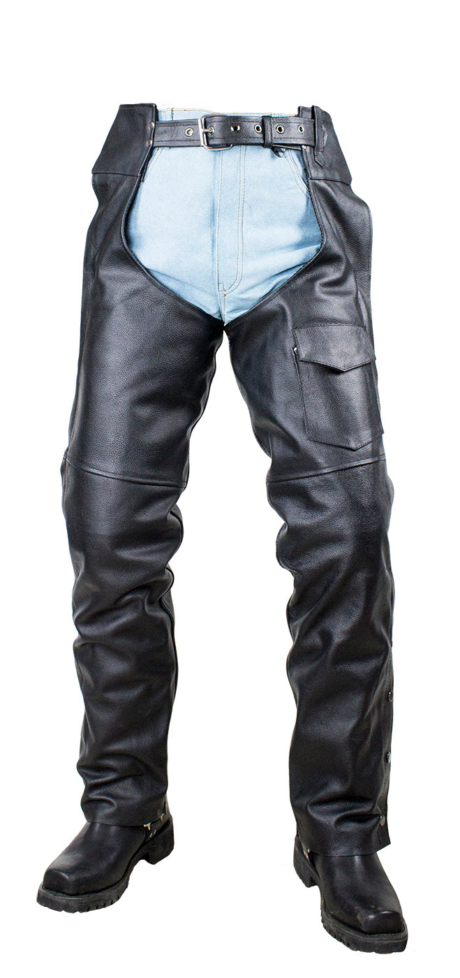 Plain Black Split Leather Chaps