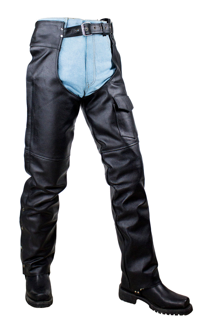 Plain Black Split Leather Chaps