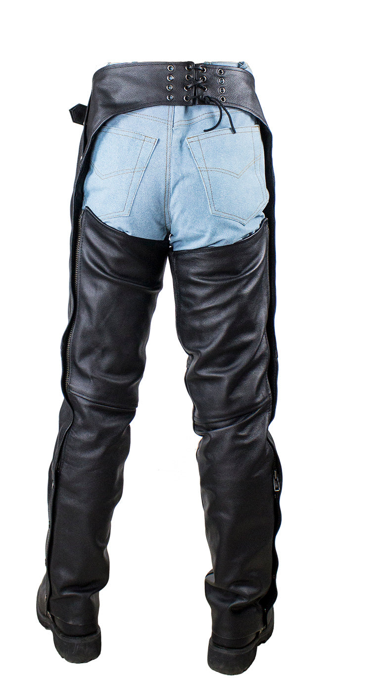 Black Multi-Pocket Split Leather Chaps