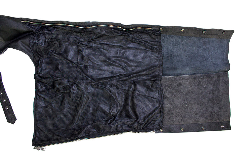 Black Multi-Pocket Split Leather Chaps