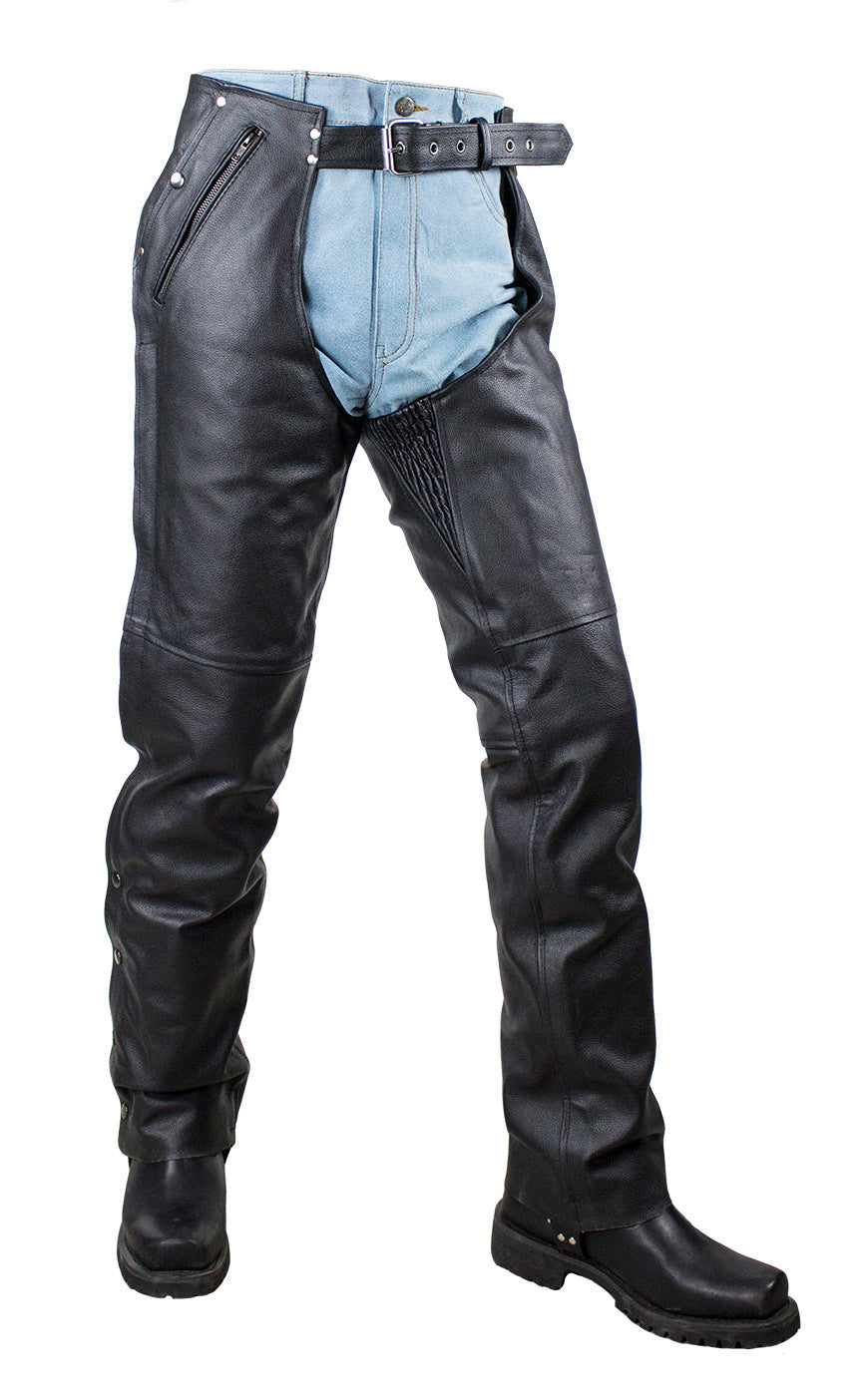 Black Multi-Pocket Split Leather Chaps