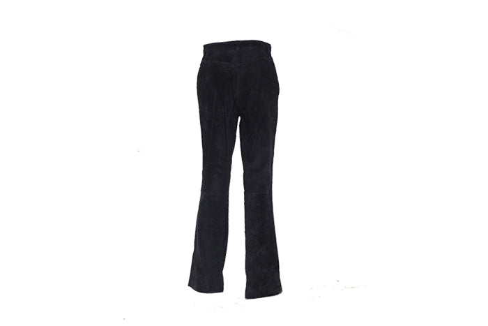 Women Black Suede Leather Pants