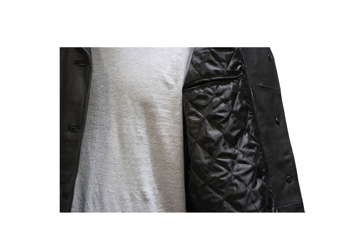 Womenss Light Weight Long Black Leather Jacket
