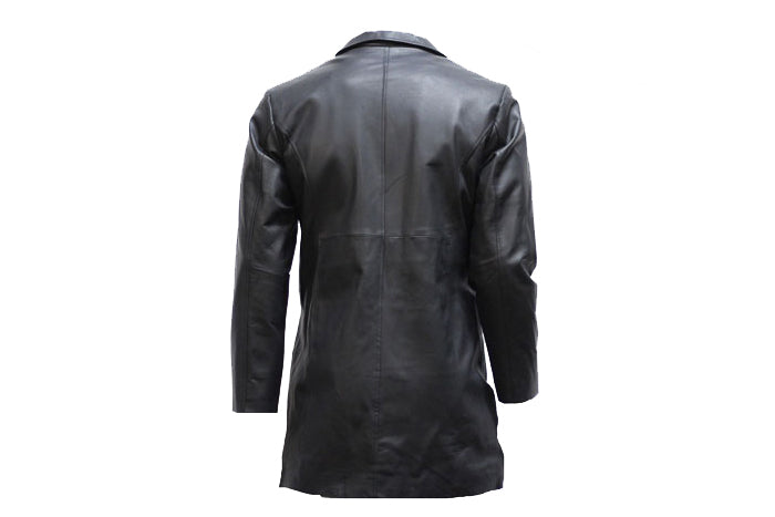 Womenss Light Weight Long Black Leather Jacket