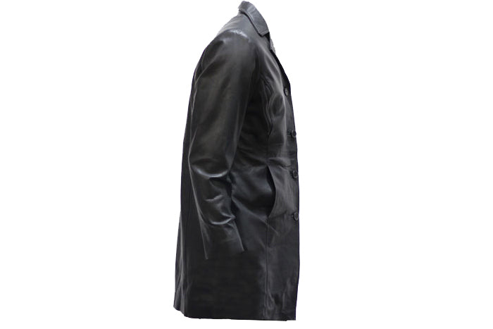 Womenss Light Weight Long Black Leather Jacket