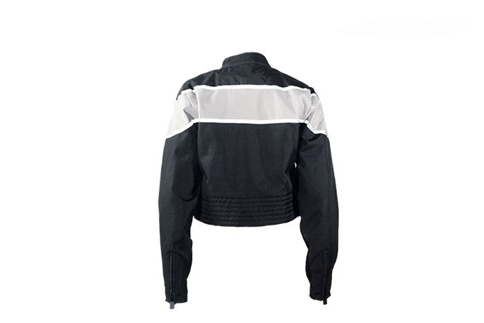 Women's Black Lightweight Textile Jacket W/ White Stripe