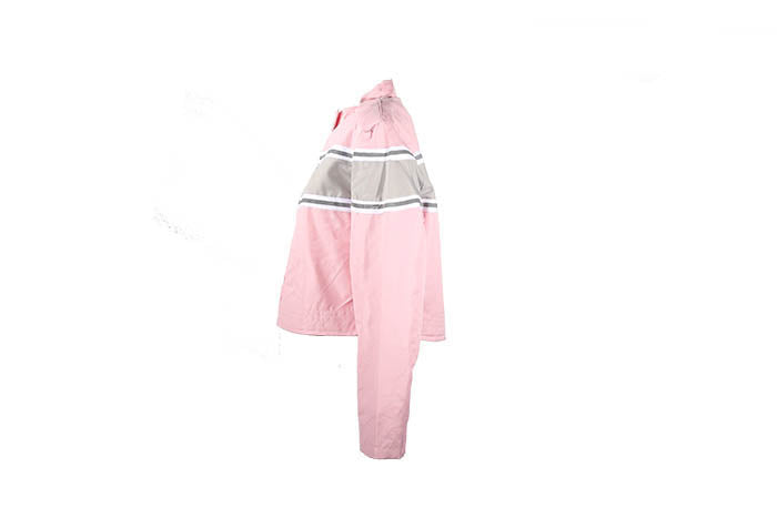 Women's Light Pink Lightweight Racer Style Textile Jacket W/ Thick White Stripe