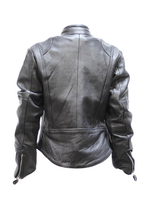 Women's Soft Leather Jacket With Multi Pockets