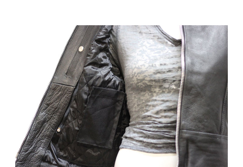 Women's Soft Leather Jacket With Multi Pockets