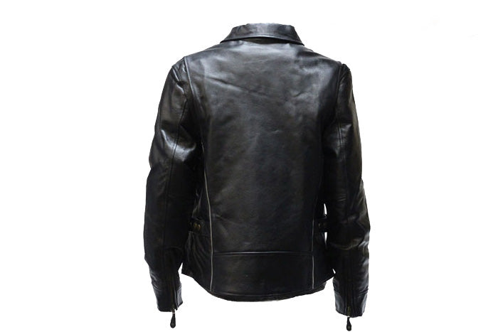 Womens Leather Jacket With Reflective Piping