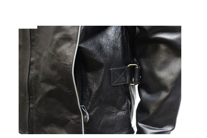 Womens Leather Jacket With Reflective Piping
