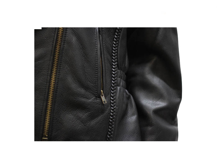 Womens Motorcycle Jacket With Snap Down Collar