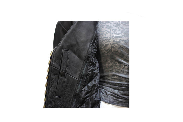 Womens Motorcycle Jacket With Snap Down Collar