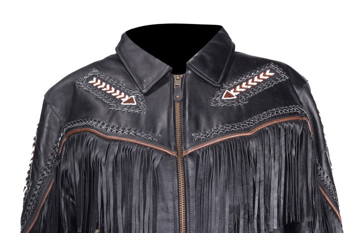 Womens Motorcycle Jacket With Arrows & Fringes