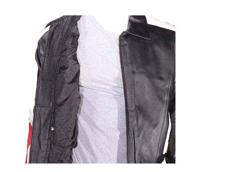 Leather Motorcycle Jacket With Puerto Rico Flag