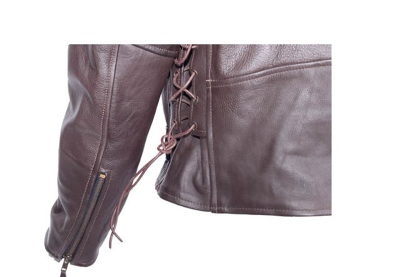 Mens Retro Brown Motorcycle Jacket With Eagle