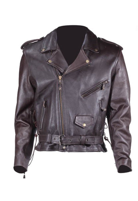 Mens Retro Brown Motorcycle Jacket With Eagle