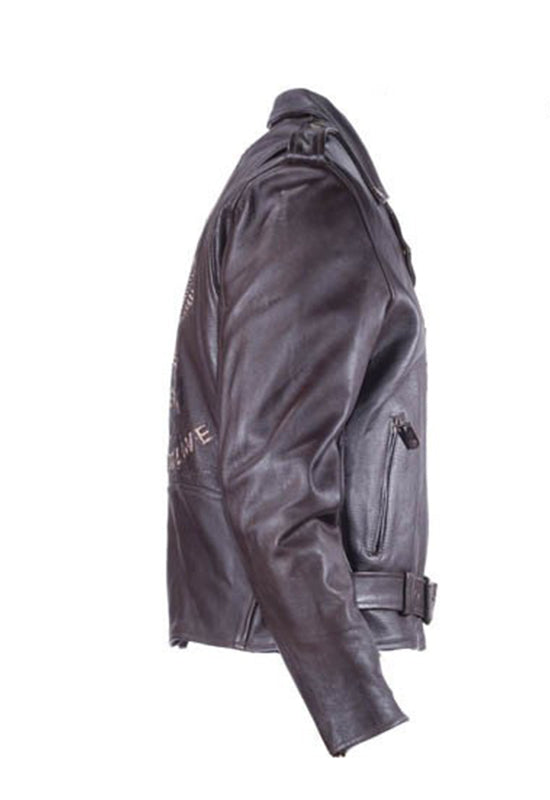 Mens Leather Motorcycle Jacket With Eagle
