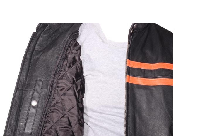 Men Racer Jacket with Orange Stripes
