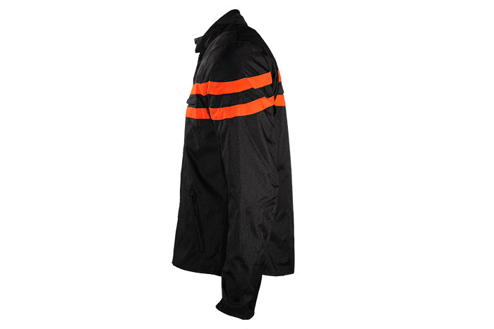 Mens Textile Motorcycle Jacket With Orange Stripes