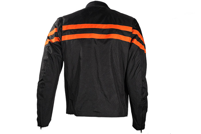 Mens Textile Motorcycle Jacket With Orange Stripes