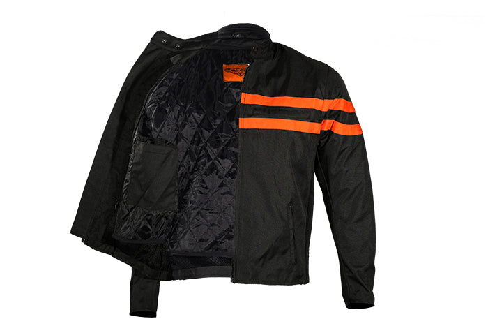 Mens Textile Motorcycle Jacket With Orange Stripes