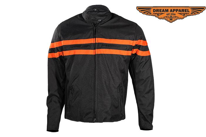 Mens Textile Motorcycle Jacket With Orange Stripes