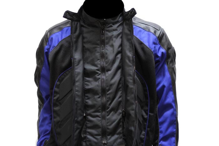 Mens Biker Textile Jacket With Reflective Strip On Front & Back