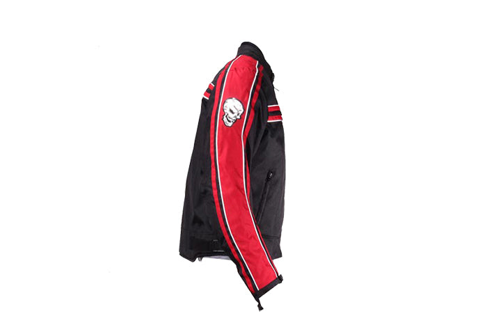 Men's Black Lightweight Textile Jacket W/ Red Striped Design