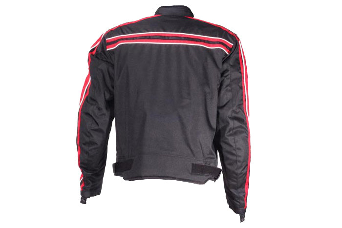 Men's Black Lightweight Textile Jacket W/ Red Striped Design