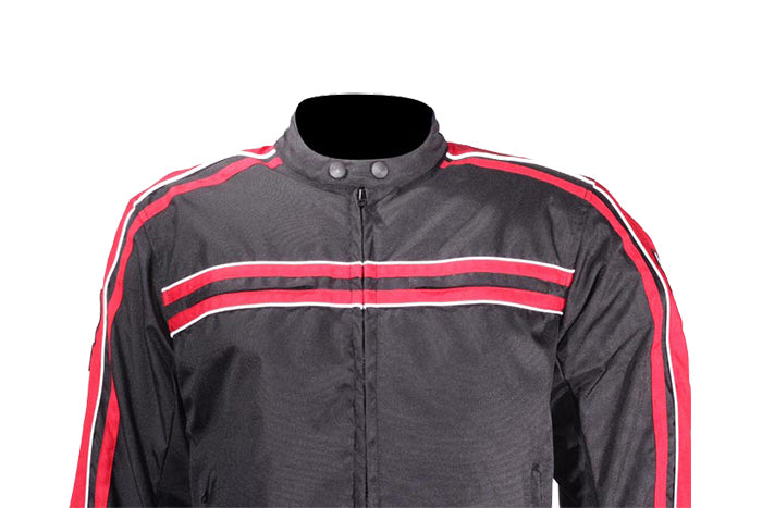 Men's Black Lightweight Textile Jacket W/ Red Striped Design