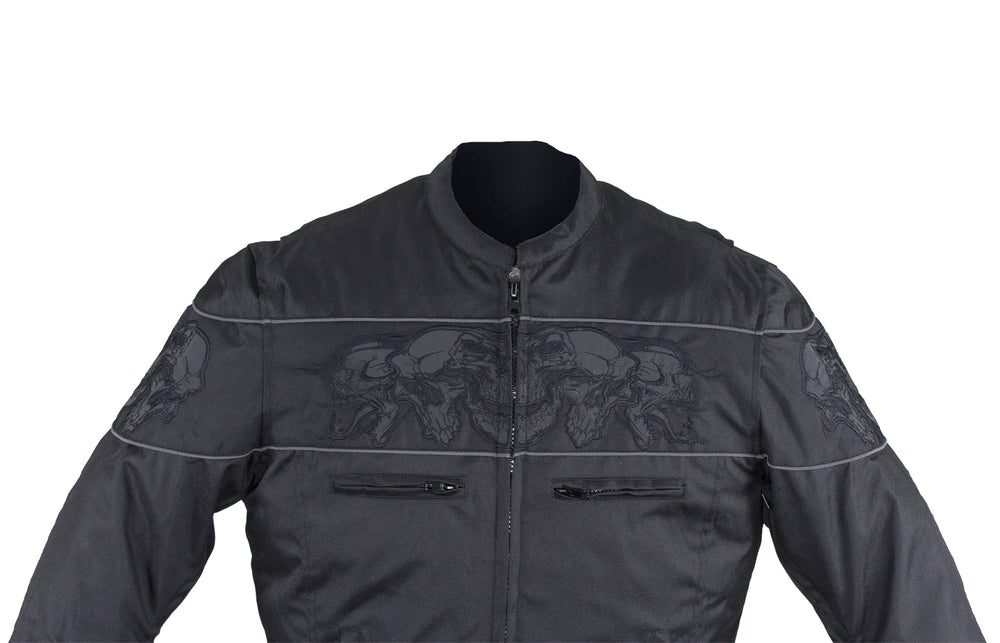 Men's Textile Concealed Carry Racing Jacket with Reflective Skulls