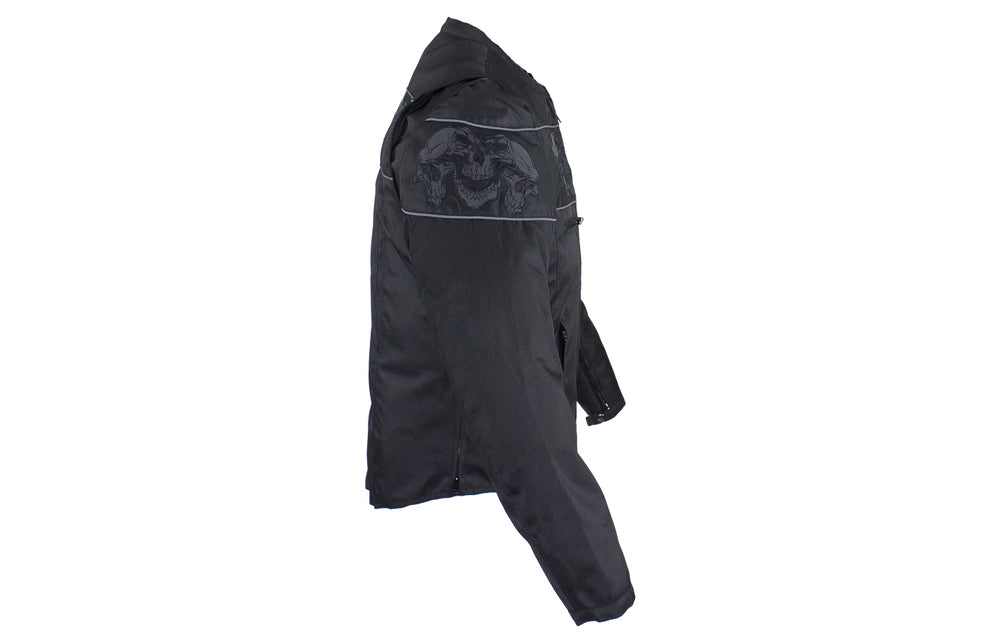 Men's Textile Concealed Carry Racing Jacket with Reflective Skulls