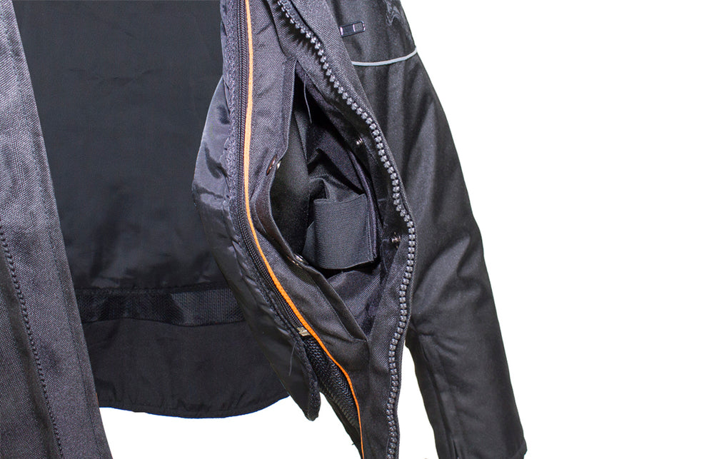 Men's Textile Concealed Carry Racing Jacket with Reflective Skulls